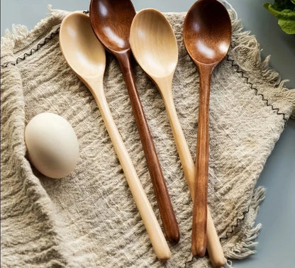 4pcs Kitchen Natural Wooden Spoon