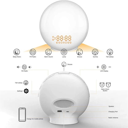 Sunset Simulation Dual Alarm Clock with FM Radio