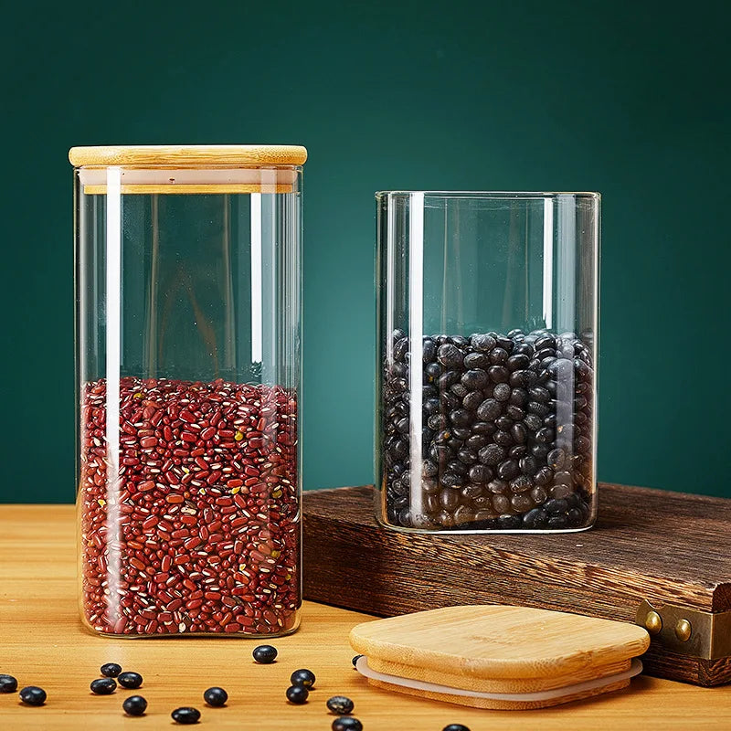 Kitchen Square Glass Storage Jars