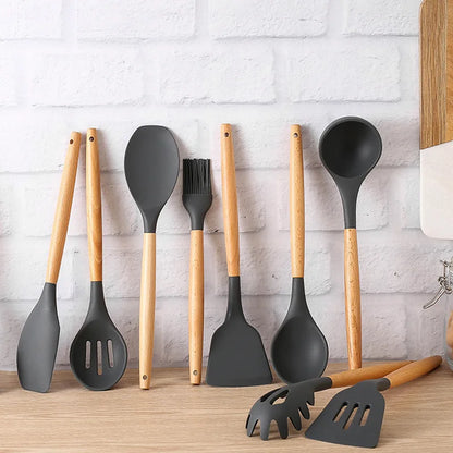 Kitchen Silicone Wood Handle Spatula