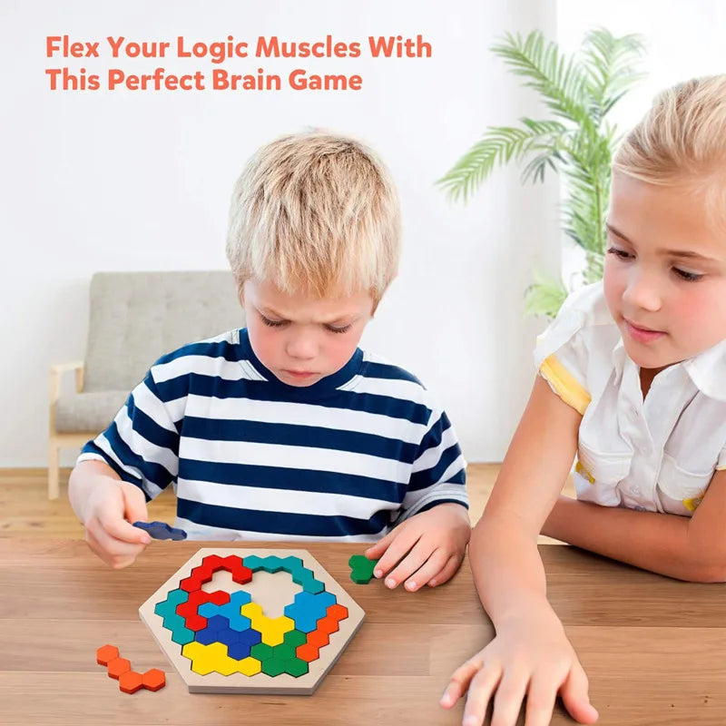 3D Hexagonal Educational Wooden Puzzles