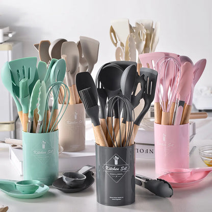 12pcs Silicone Kitchenware Non-Stick Spatula