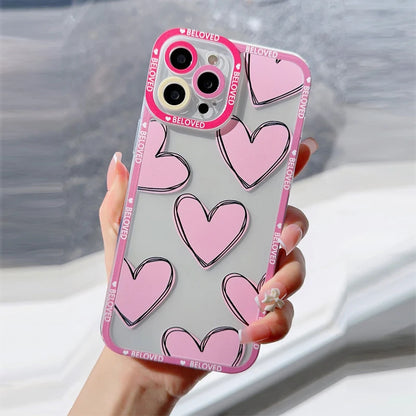 Love Heart Soft Clear Phone Case For iPhone