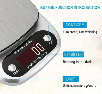 Stainless Steel LCD Display Food Kitchen Scale