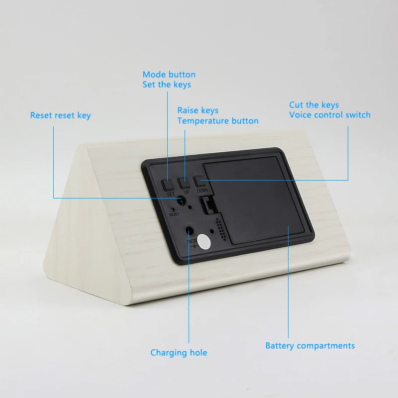 Digital LED Wooden Alarm Clock