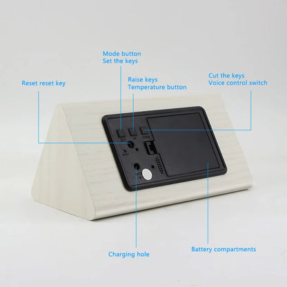 Digital LED Wooden Alarm Clock