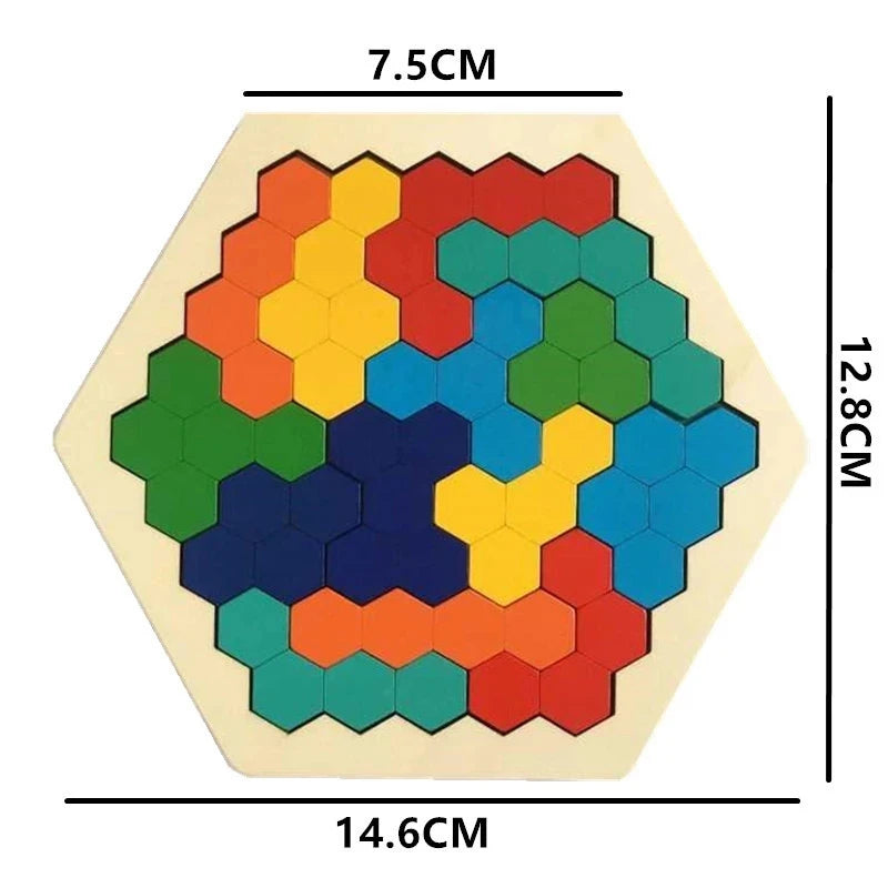 3D Hexagonal Educational Wooden Puzzles