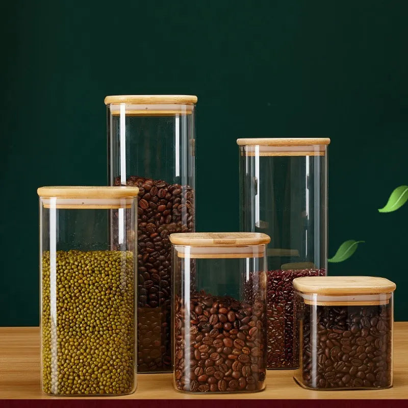 Kitchen Square Glass Storage Jars