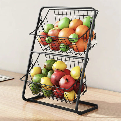 Kitchen Double Layer Vegetables Fruits Organizer