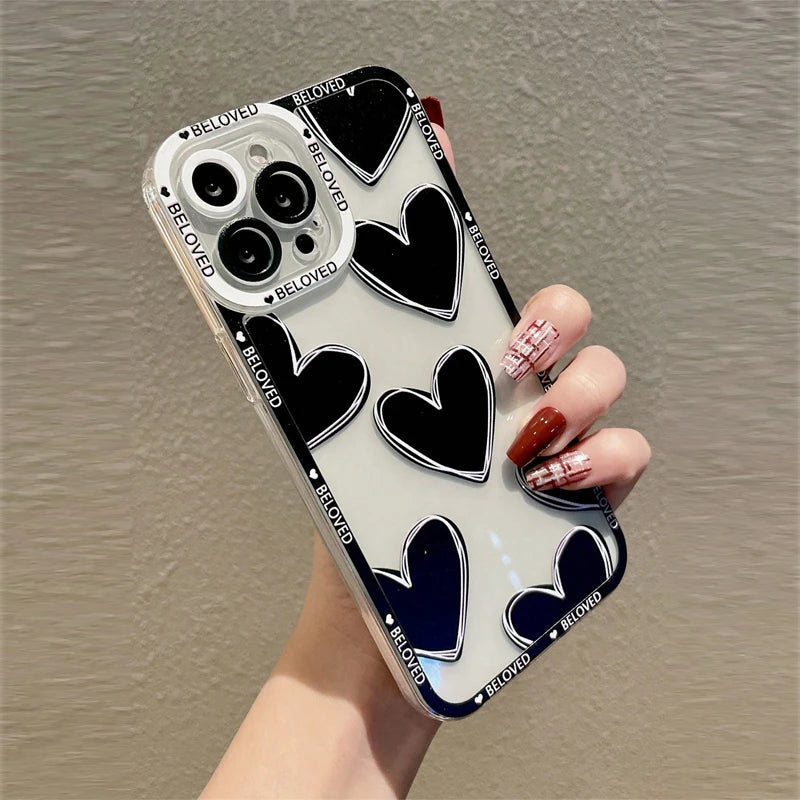 Love Heart Soft Clear Phone Case For iPhone