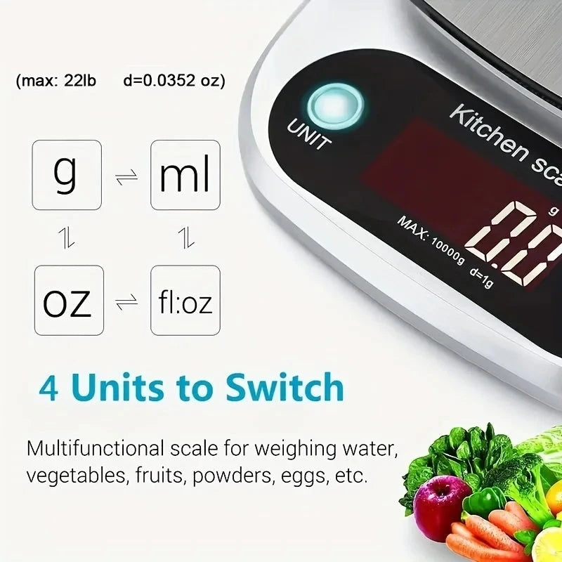 Stainless Steel LCD Display Food Kitchen Scale