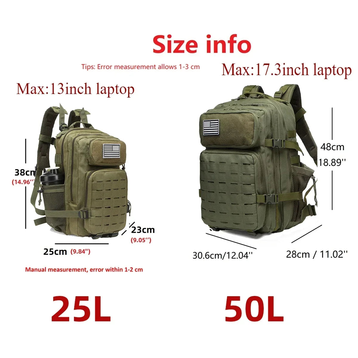 25L Waterproof Backpack with 2 Bottle Holders