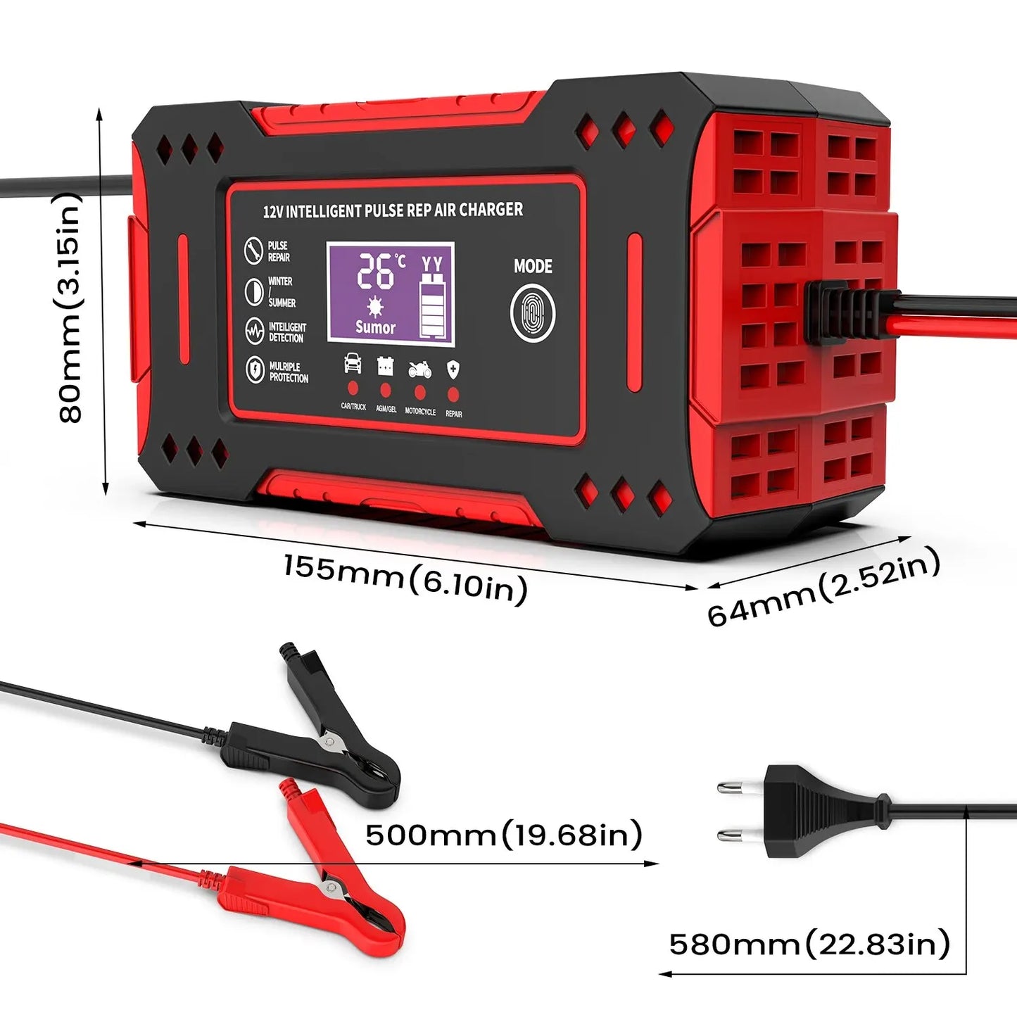 6A 12V Intelligent Car Battery Charger