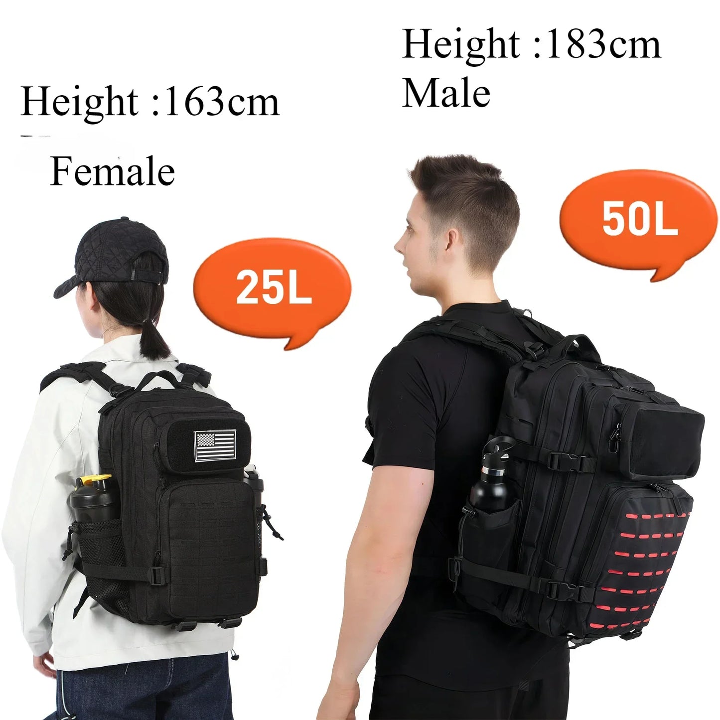 25L Waterproof Backpack with 2 Bottle Holders