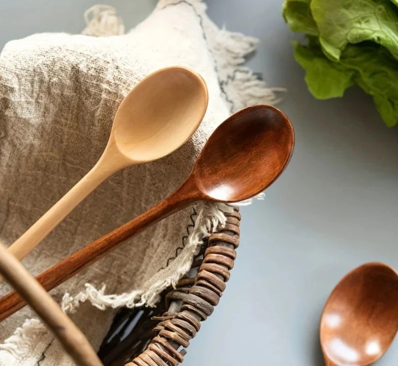 4pcs Kitchen Natural Wooden Spoon