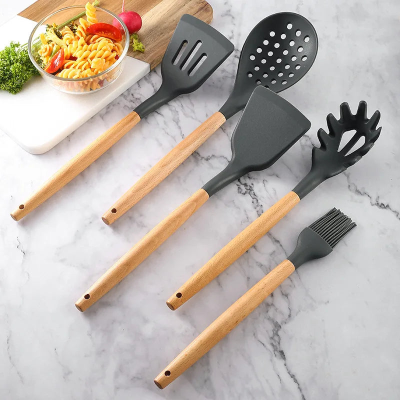 Kitchen Silicone Wood Handle Spatula