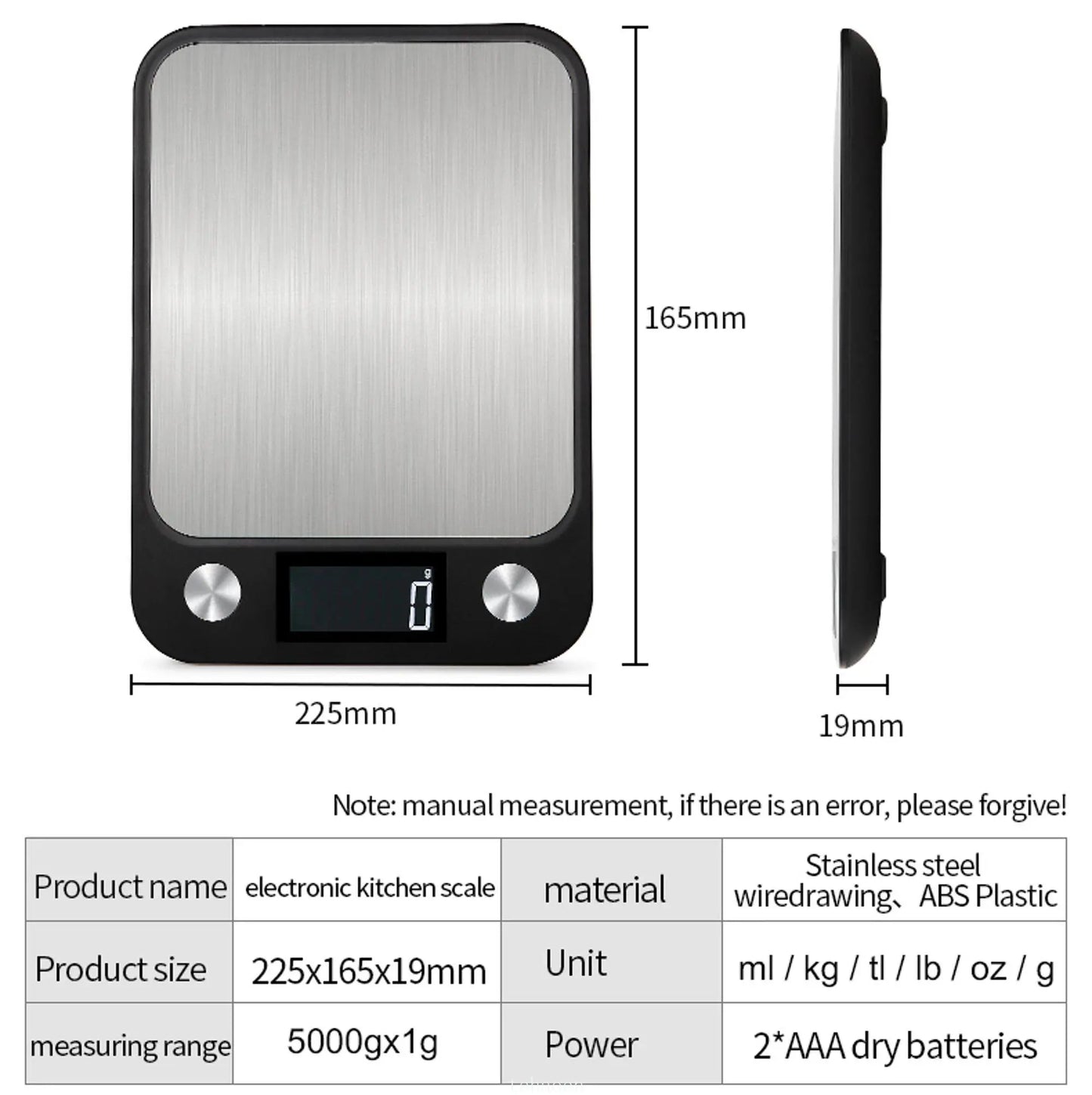 Kitchen Stainless Steel Digital Scales