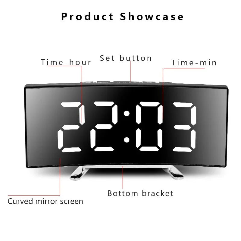 LED Large Electronic Mirror Alarm Clock