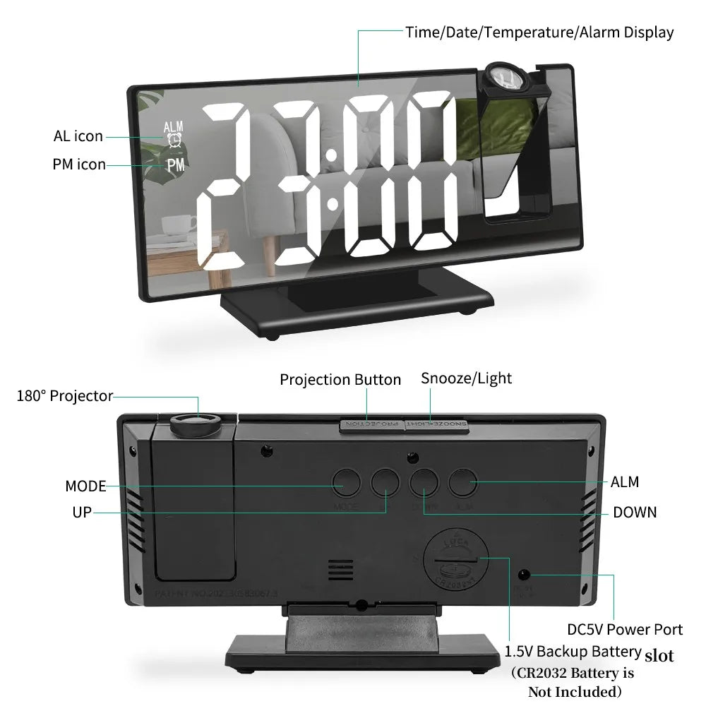 180° USB LED Alarm Clock