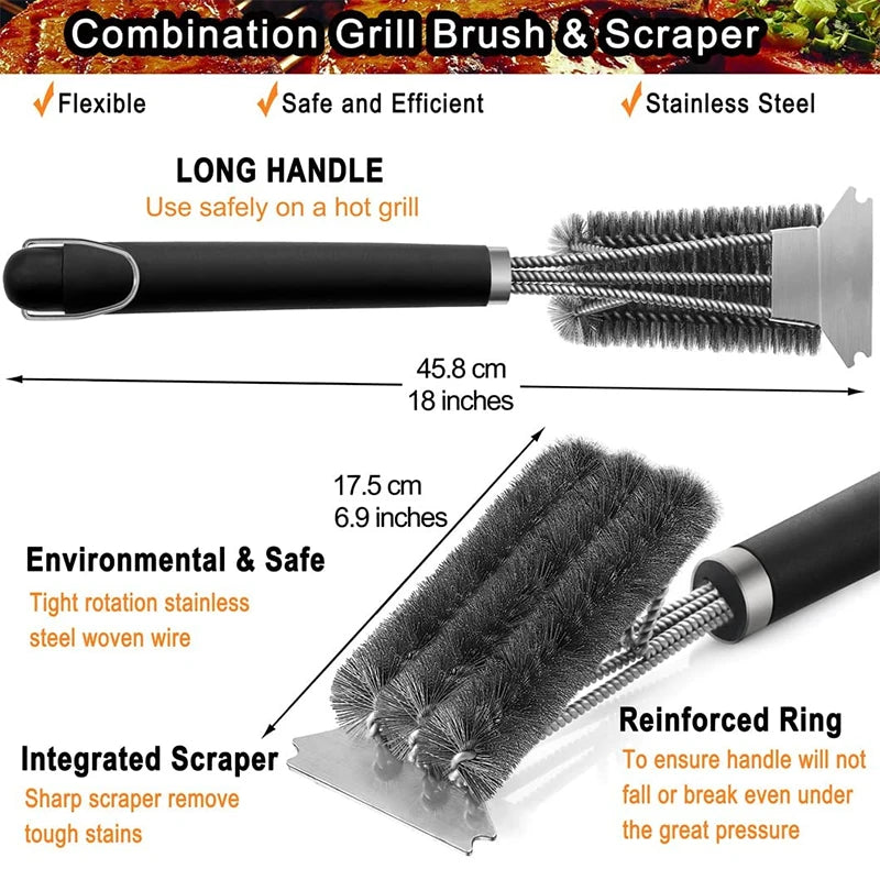 Stainless Steel Grill Brush and Scraper