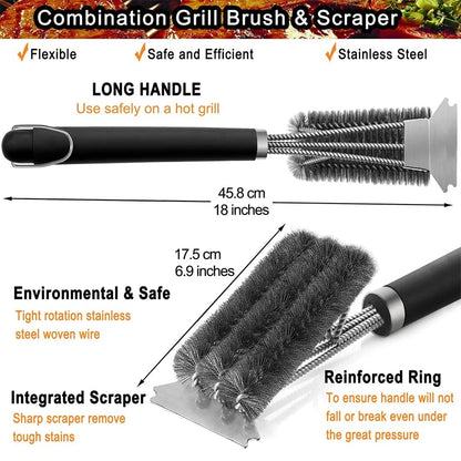 Stainless Steel Grill Brush and Scraper