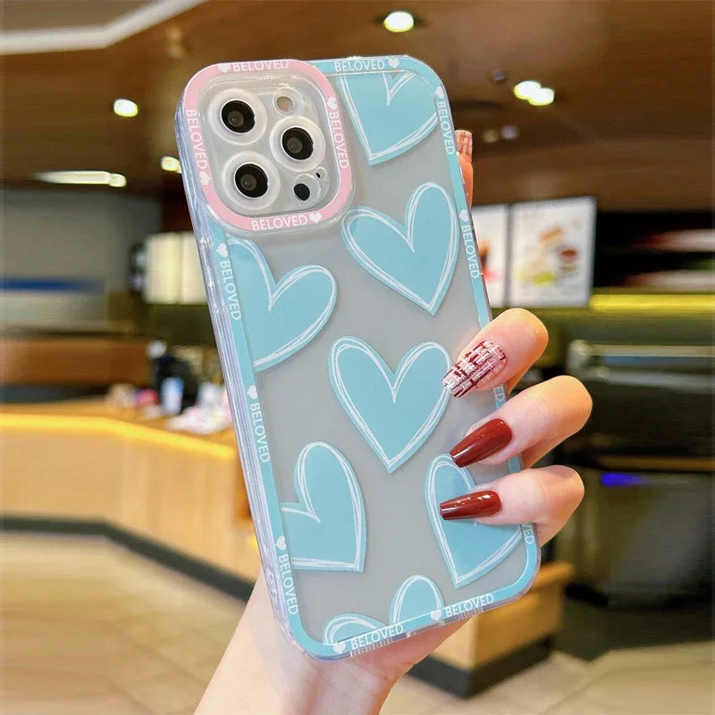 Love Heart Soft Clear Phone Case For iPhone