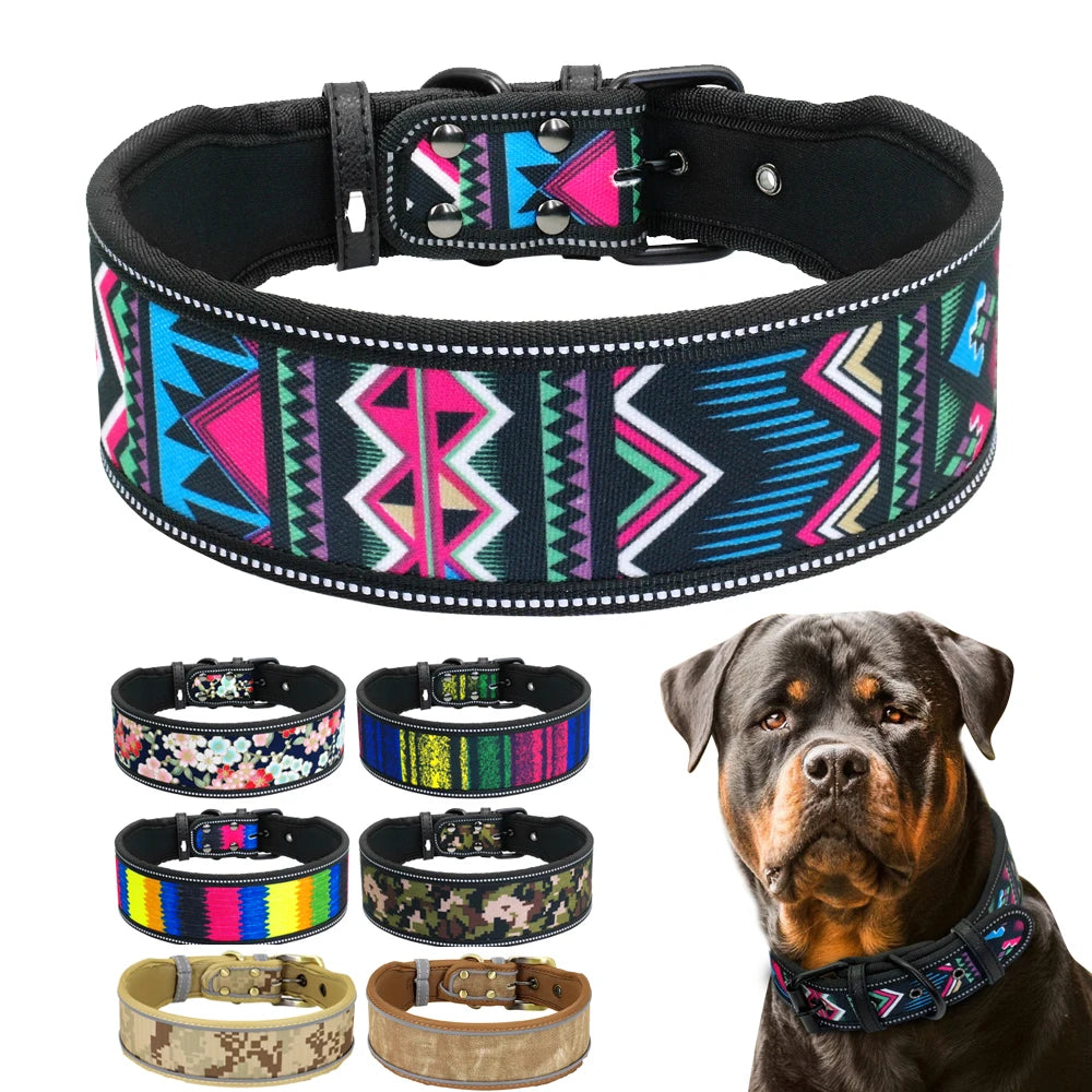 Reflective Adjustable Wide Dog Collar