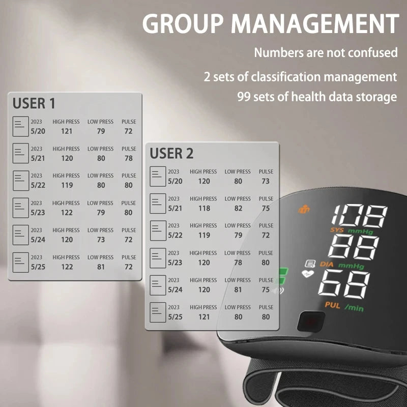 LED Wrist Type Blood Pressure Monitor