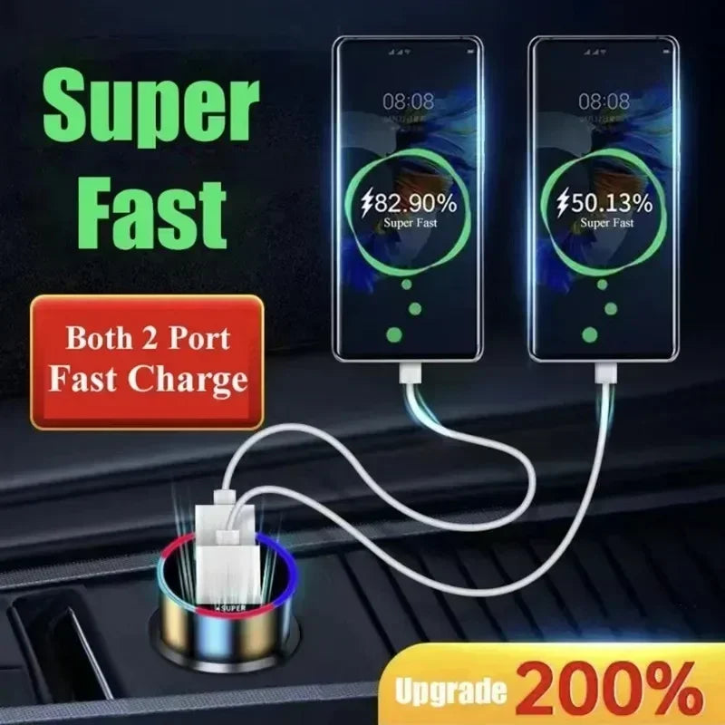 Dual USB Ports Super Fast Car Charging Adapter