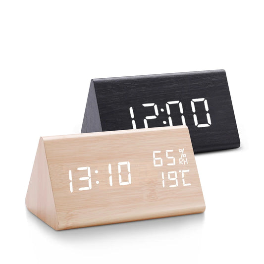 Digital LED Wooden Alarm Clock