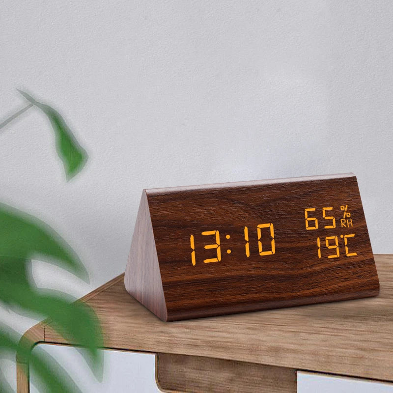 Digital LED Wooden Alarm Clock