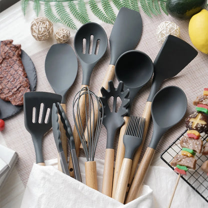 12pcs Silicone Kitchenware Non-Stick Spatula