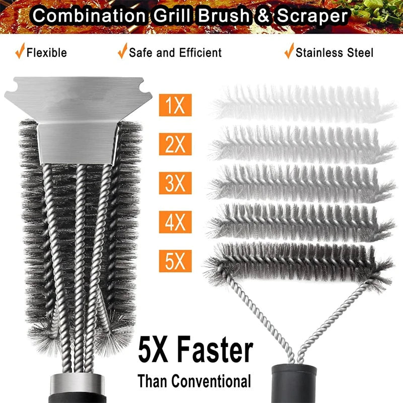 Stainless Steel Grill Brush and Scraper