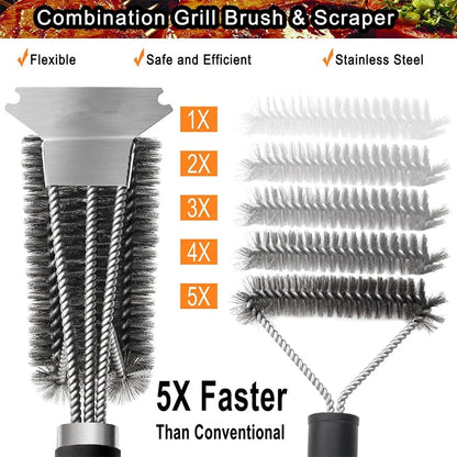 Stainless Steel Grill Brush and Scraper