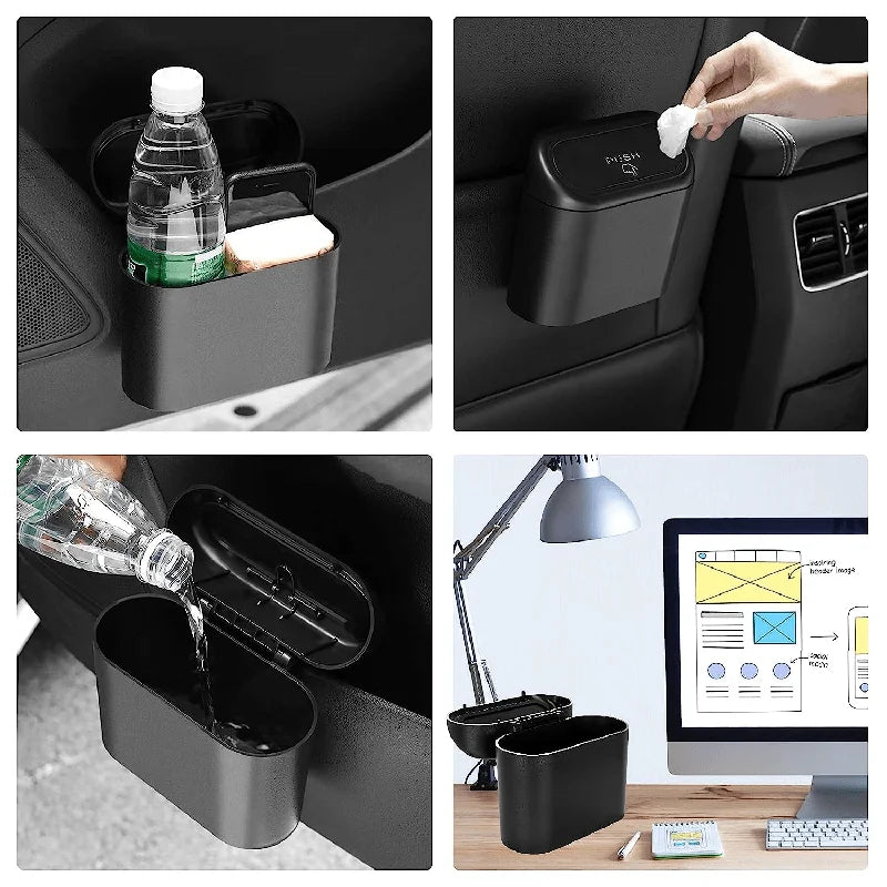 3 Pcs Car Trash Can with Lid and Garbage Bags