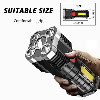 5 LED High Power Rechargeable Camping Flashlight