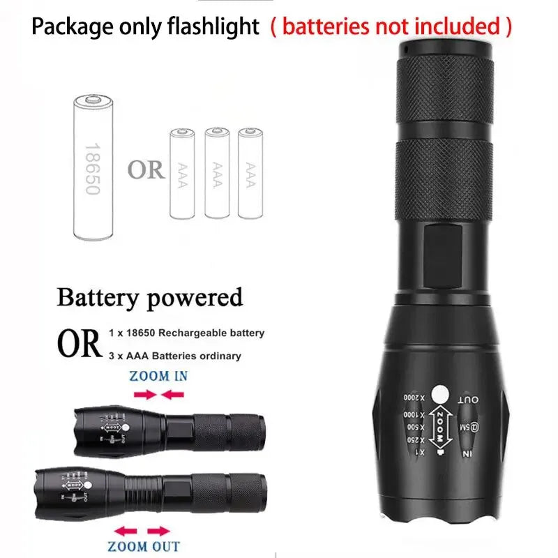 Portable Rechargeable Zoom LED Flashlight