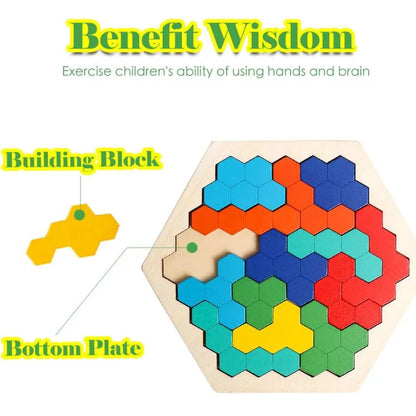 3D Hexagonal Educational Wooden Puzzles