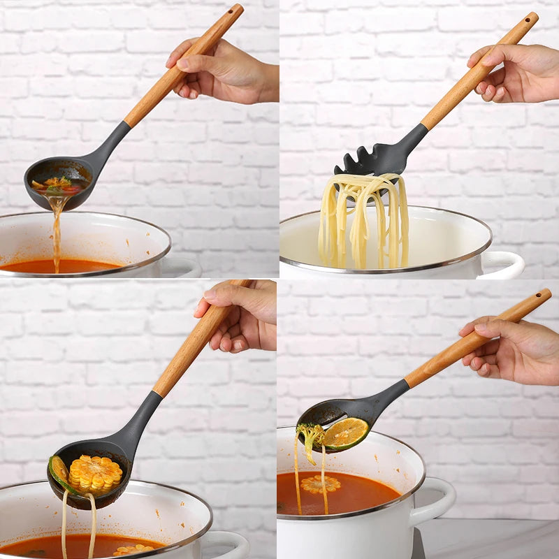 Kitchen Silicone Wood Handle Spatula