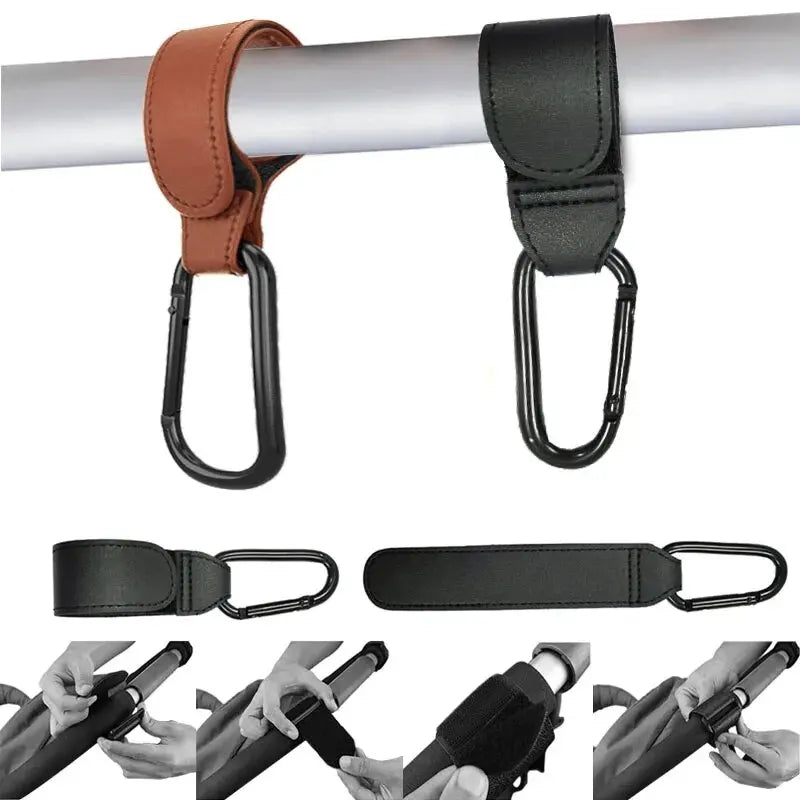 2Pcs Leather Baby Stroller Hooks