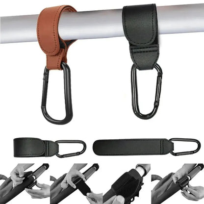 2Pcs Leather Baby Stroller Hooks