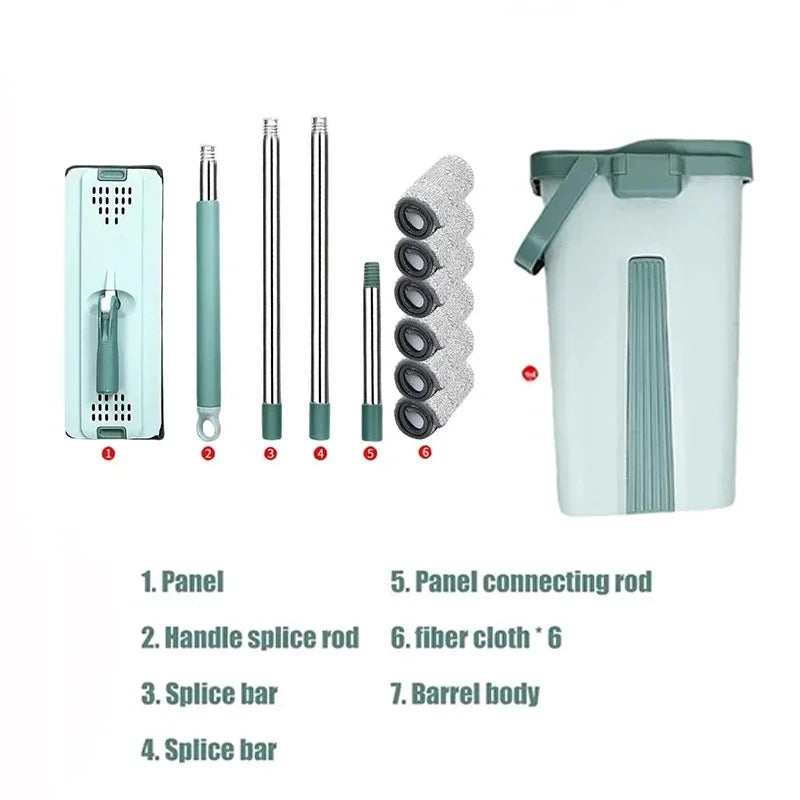 Flat Squeeze Mop with Bucket and Mop Pads