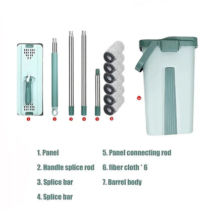 Flat Squeeze Mop with Bucket and Mop Pads