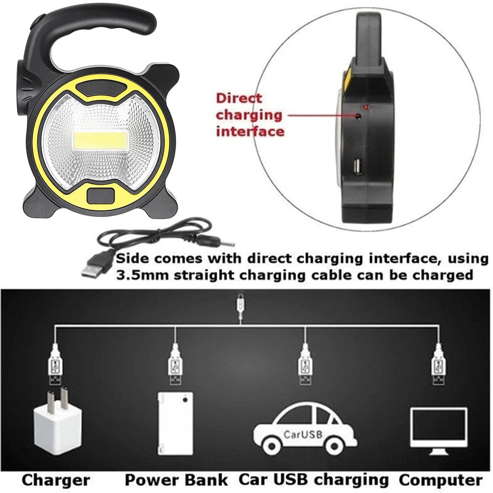 Portable COB LED Work Flashlight