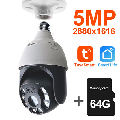 5/6MP Tuya Wifi LED Motion Bulb Camera