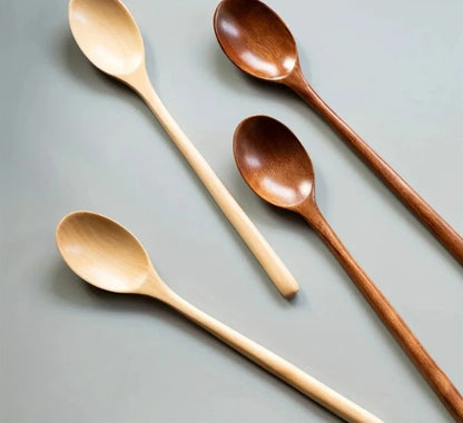 4pcs Kitchen Natural Wooden Spoon