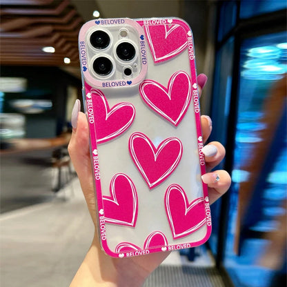 Love Heart Soft Clear Phone Case For iPhone