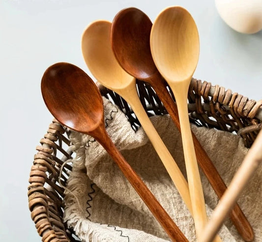 4pcs Kitchen Natural Wooden Spoon