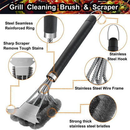 Stainless Steel Grill Brush and Scraper